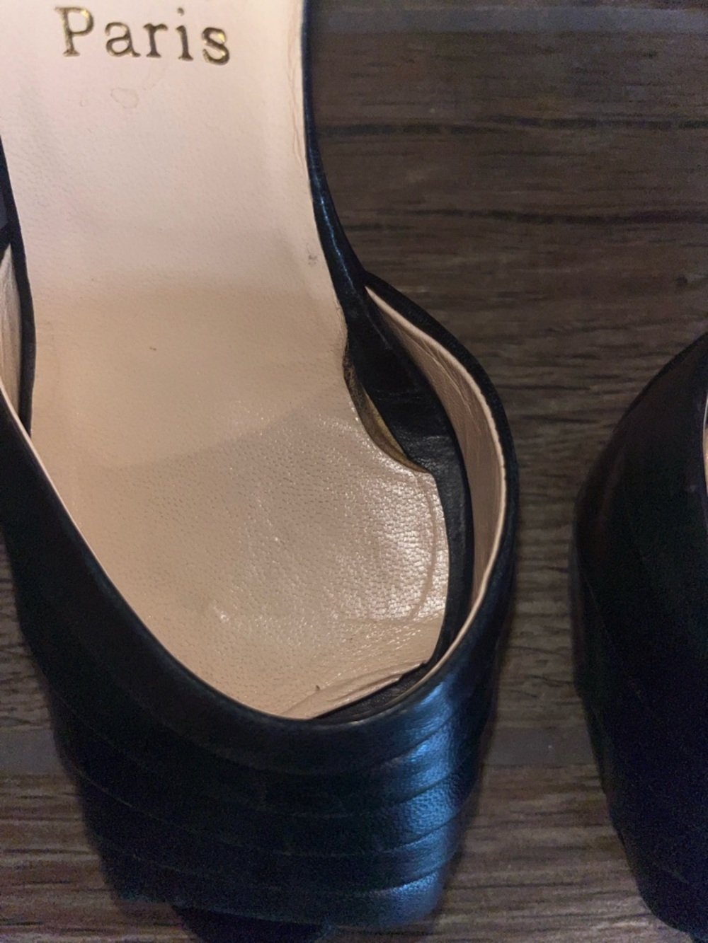 Christian Louboutin Black Leather Peep-Toe Pumps - Picture 3 of 9